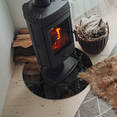 Glass fire hearth round Elegant marble pattern