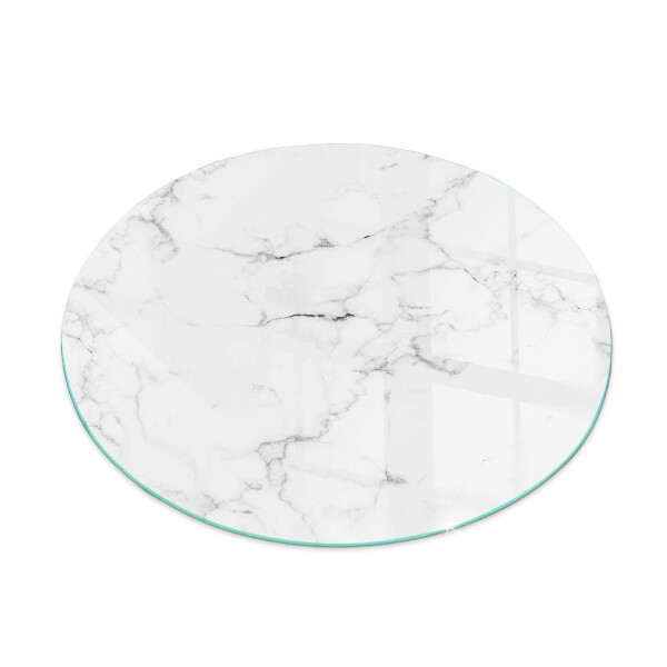 Glass fire hearth round Veined marble pattern