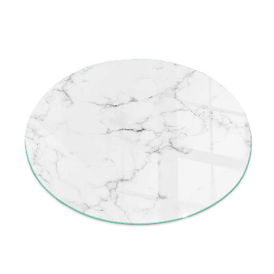Glass fire hearth round Veined marble pattern