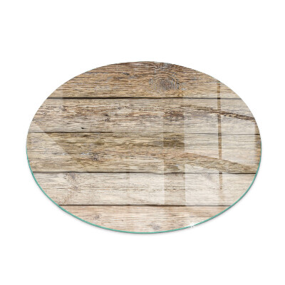 Glass hearth for stove round Wooden plank texture