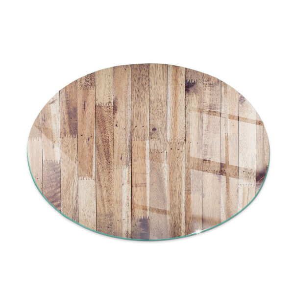 Glass fire hearth round Wooden board in the layout