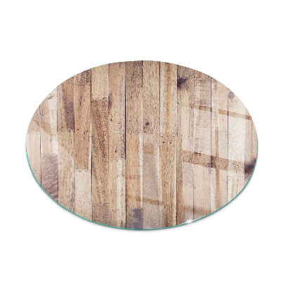 Glass fire hearth round Wooden board in the layout