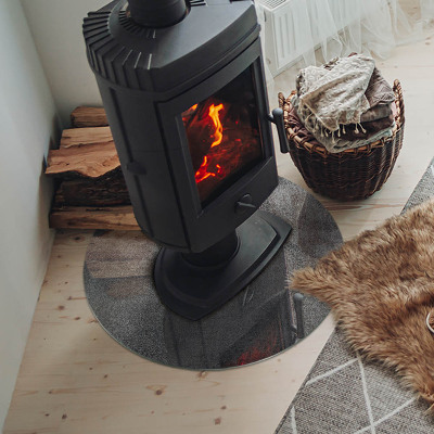 Glass hearth for stove round Raw Surface Texture