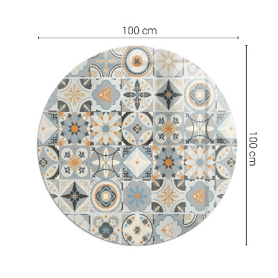 Glass hearth for stove round Mosaic patterns in tiles