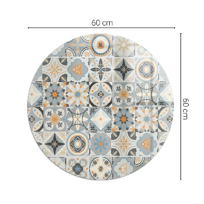 Glass hearth for stove round Mosaic patterns in tiles