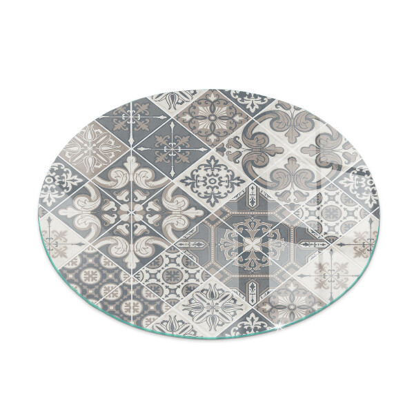 Glass fire hearth round Decorative mosaic pattern