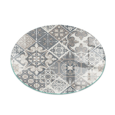 Glass fire hearth round Decorative mosaic pattern