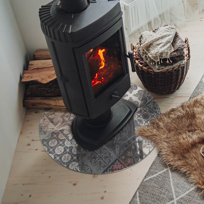 Glass fire hearth round Decorative mosaic pattern