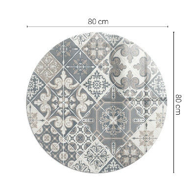 Glass fire hearth round Decorative mosaic pattern