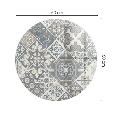 Glass fire hearth round Decorative mosaic pattern