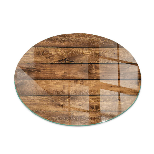 Glass fire hearth round Wooden board with grain