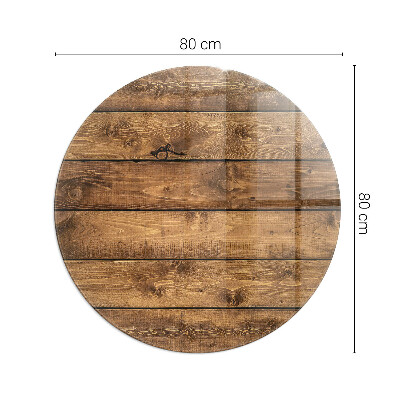 Glass fire hearth round Wooden board with grain