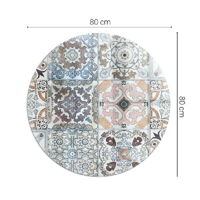 Glass hearth for stove round Mosaic patterns in tiles