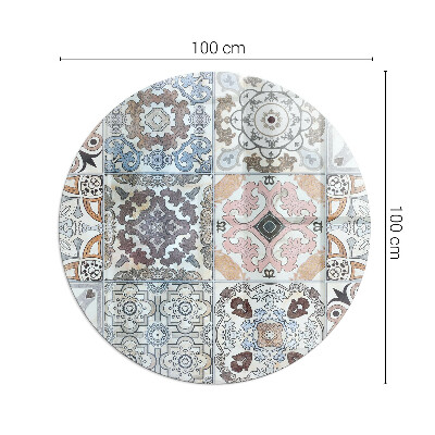 Glass hearth for stove round Mosaic patterns in tiles