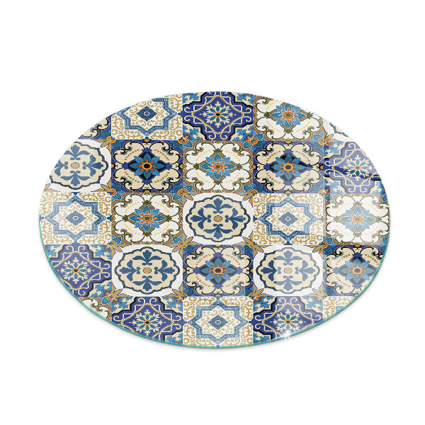 Glass fire hearth round Mosaic pattern with flowers