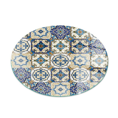 Glass fire hearth round Mosaic pattern with flowers