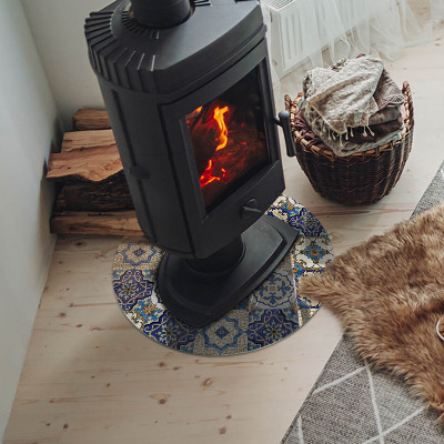 Glass fire hearth round Mosaic pattern with flowers