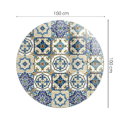 Glass fire hearth round Mosaic pattern with flowers