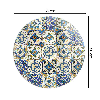 Glass fire hearth round Mosaic pattern with flowers