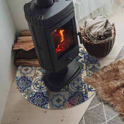 Glass fire hearth round Mosaic pattern with flowers
