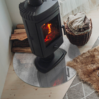 Glass fire hearth round Raw concrete texture