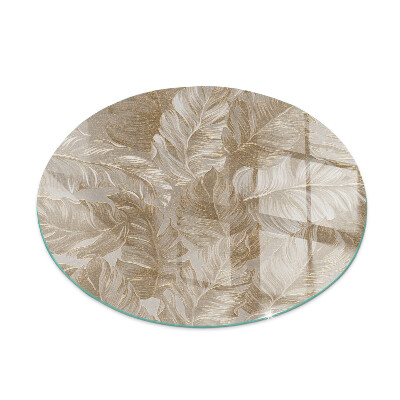 Glass fire hearth round Leaves in subtle patterns