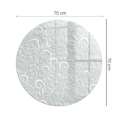 Glass hearth for stove round Elegant plant pattern