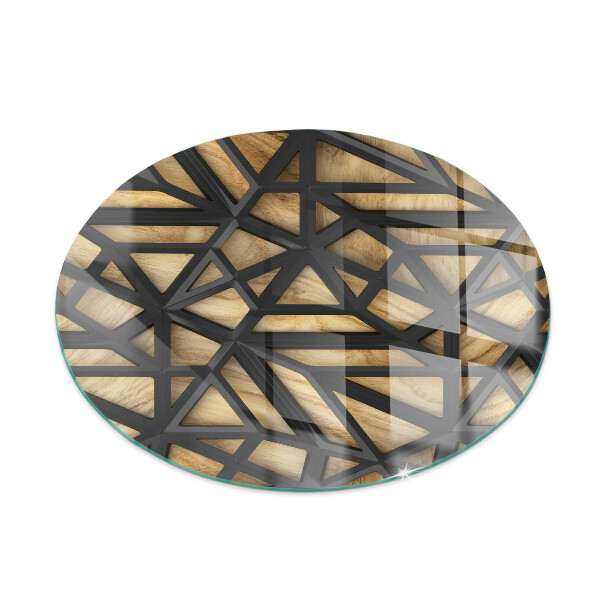 Glass fire hearth round Geometry with wood