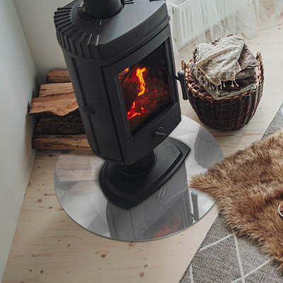Glass fire hearth round Abstract geometric pattern