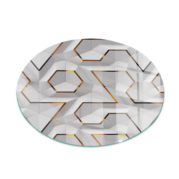 Glass hearth for stove round Geometric 3D pattern