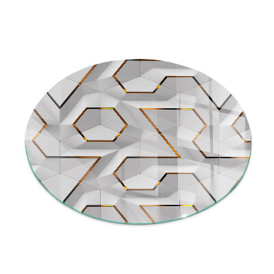 Glass hearth for stove round Geometric 3D pattern