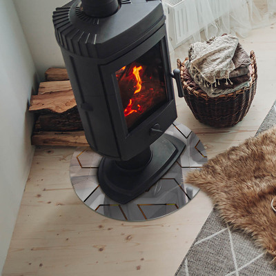 Glass hearth for stove round Geometric 3D pattern