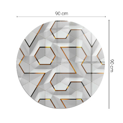 Glass hearth for stove round Geometric 3D pattern