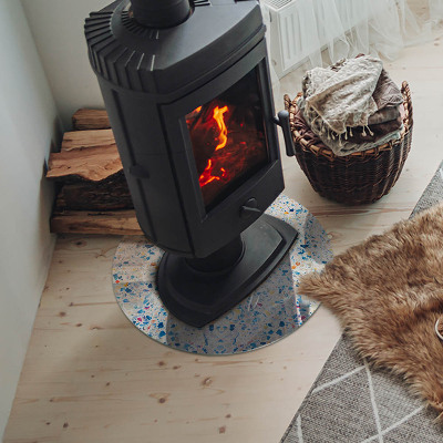 Glass fire hearth round Abstract texture pattern