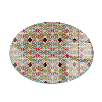 Glass hearth for stove round Polygonal patterns in a grid