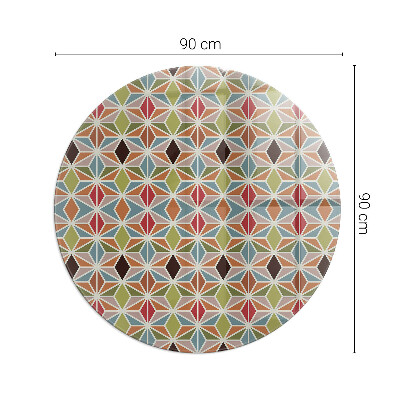 Glass hearth for stove round Polygonal patterns in a grid