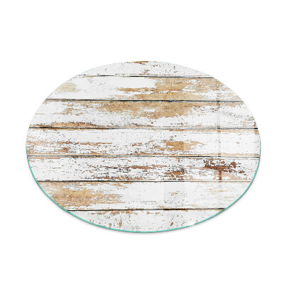 Glass hearth for stove round Damaged wooden board