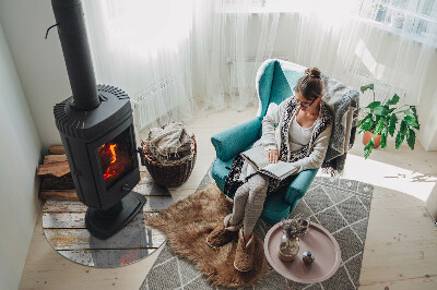 Glass hearth for stove round Damaged wooden board