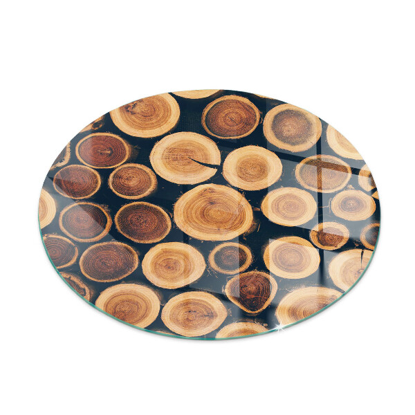 Glass fire hearth round Box with cut wood
