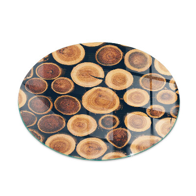 Glass fire hearth round Box with cut wood