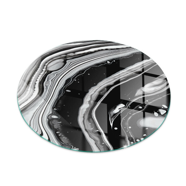 Glass fire hearth round Abstract waves and lines