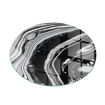 Glass fire hearth round Abstract waves and lines