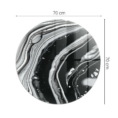 Glass fire hearth round Abstract waves and lines