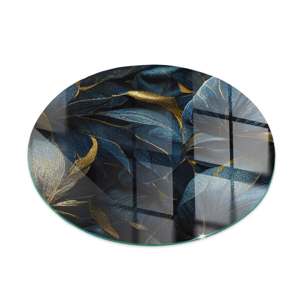 Glass fire hearth round Elegant leaves in texture