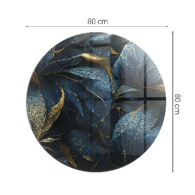 Glass fire hearth round Elegant leaves in texture