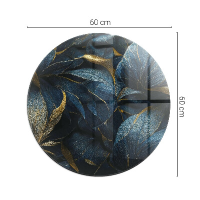 Glass fire hearth round Elegant leaves in texture