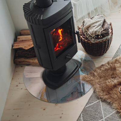Glass hearth for stove round Abstract fluid pattern