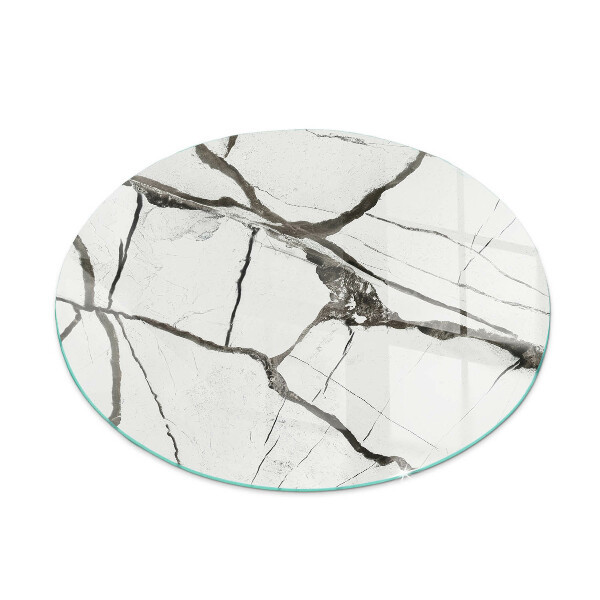 Glass fire hearth round Marble Vein Pattern