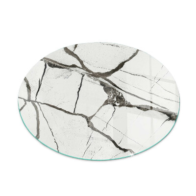 Glass fire hearth round Marble Vein Pattern