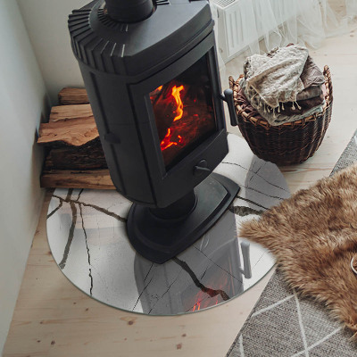 Glass fire hearth round Marble Vein Pattern